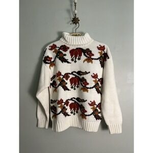 Russ Vintage Floral Turtleneck Sweater M Cozy Grandma Autumn Cottagecore